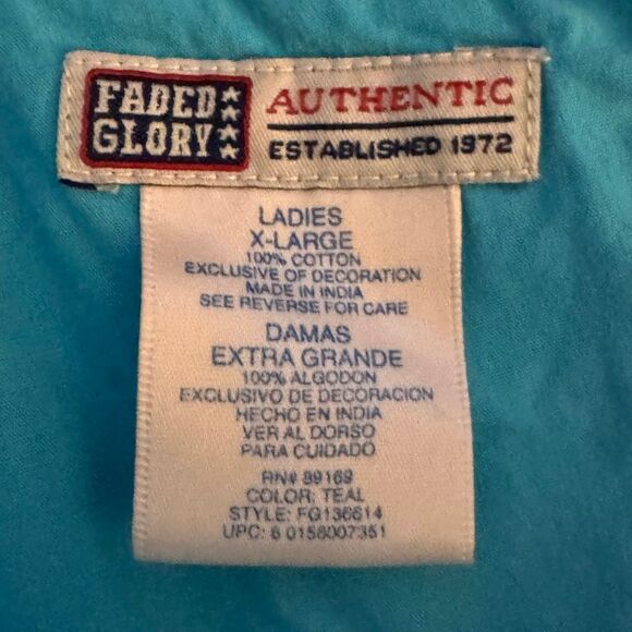 Vintage Faded Glory Y2K Turquoise Cotton Milkmaid Dress XL - Picture 4 of 5